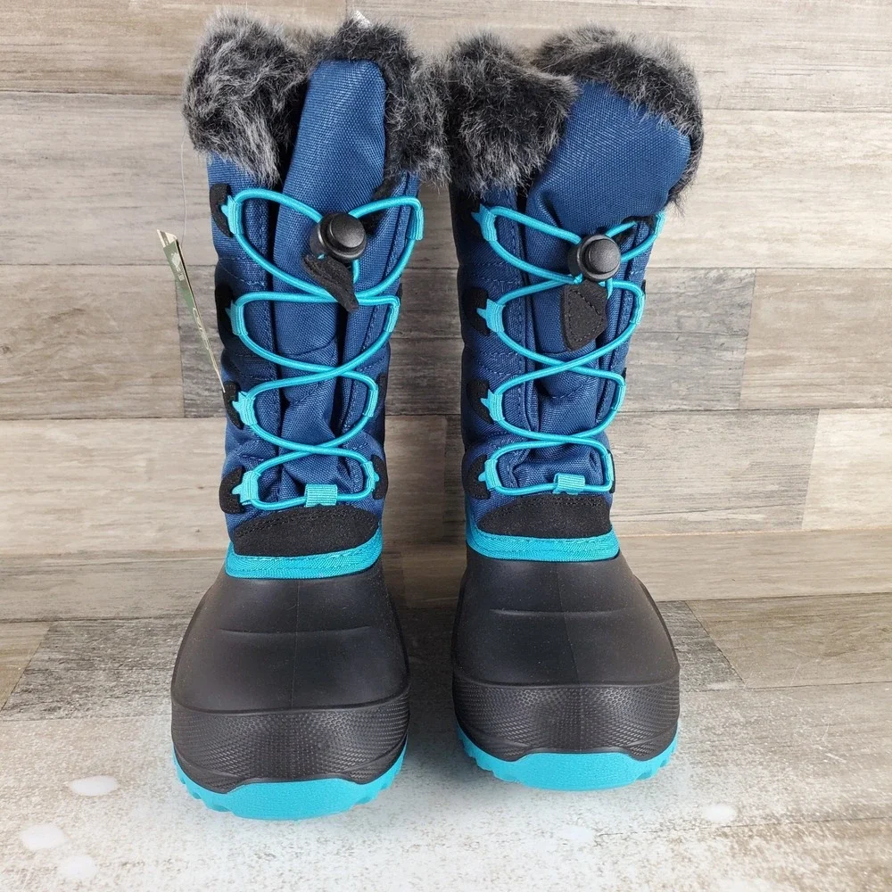 Kamik Snow Gypsy 4 Kids Snow Boots Sz 2 Navy Black Mid-Calf Waterproof Lace Up